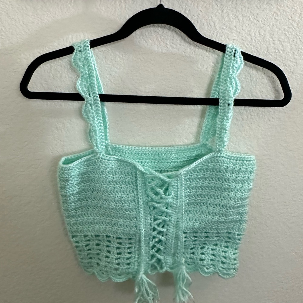 Handmade Crochet Tie-front Crop Top